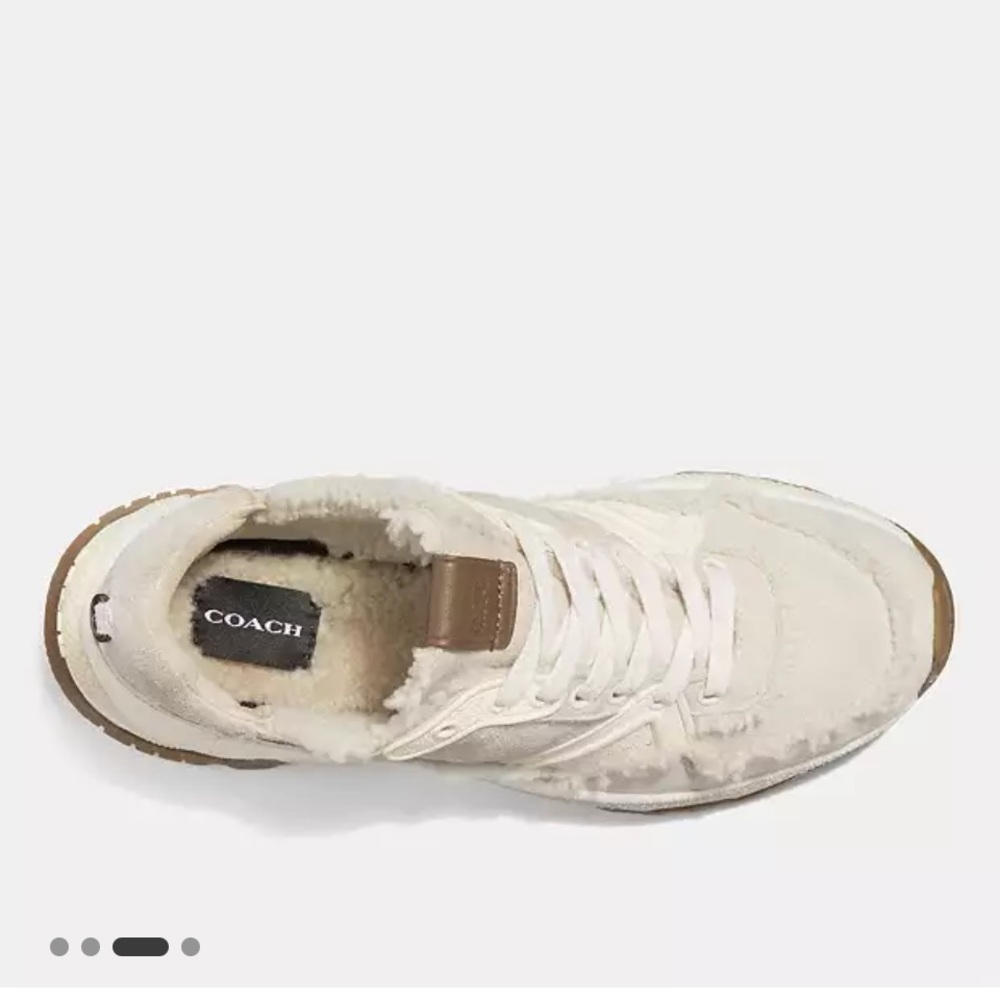 Coach Cream and Brown C143 Shearling Women's Sneakers Size 9 B - Picture 4 of 9